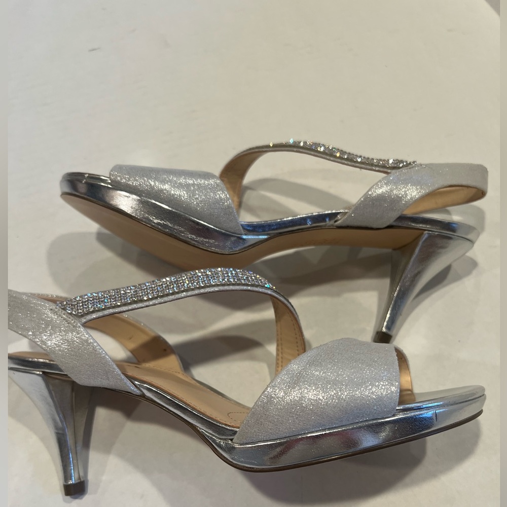 Naya Touch of Nina Woman’s Silver Heels Rhinestone/Crystal Embellished Strap - Picture 4 of 13
